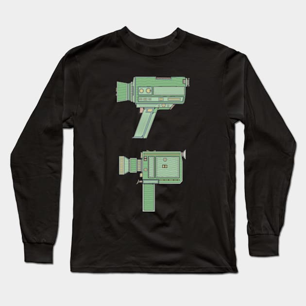 Green Classic Video Camera Long Sleeve T-Shirt by milhad